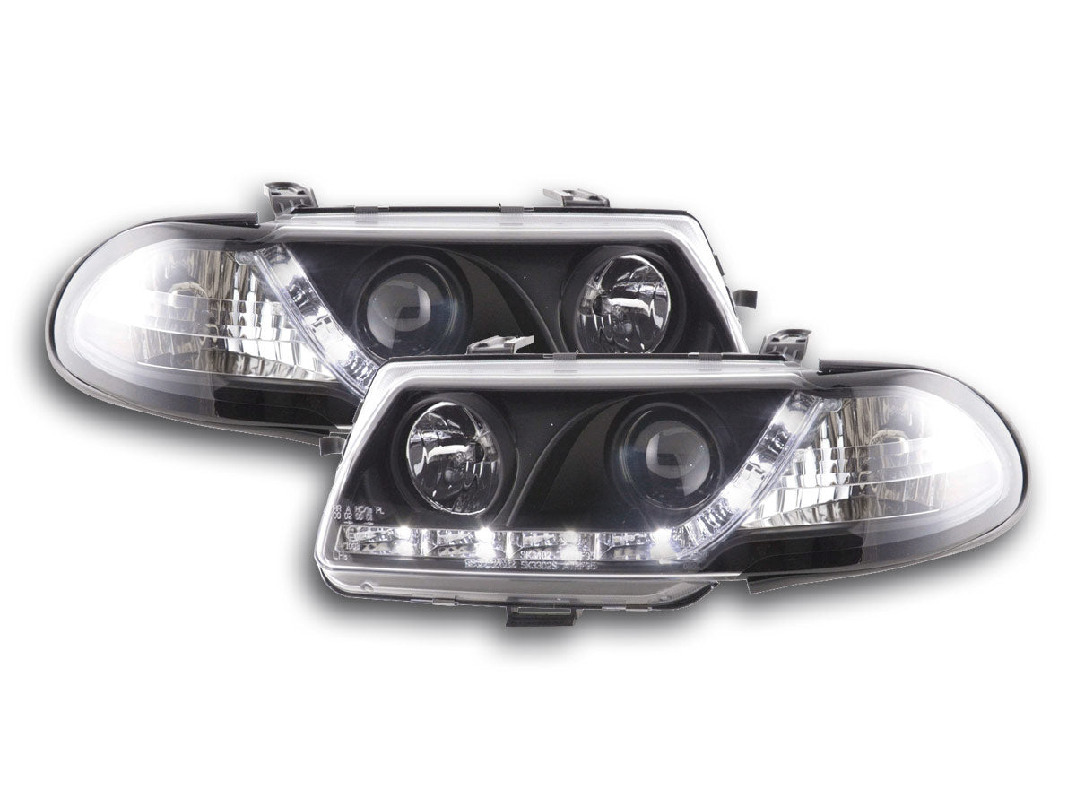 Scheinwerfer Set Daylight LED TFL-Optik Opel Corsa B 94-00 schwarz Scheinwerfer Set Daylight LED TFL-Optik Opel Corsa B 94-00 schwarz